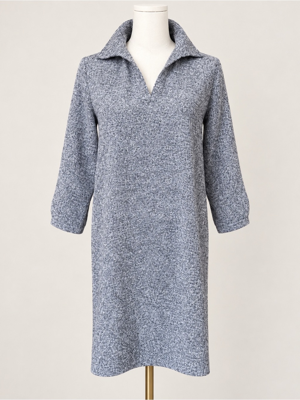 Anthropologie THML Gray Marled Sweater Dress Collared Knit Shift Dress Career